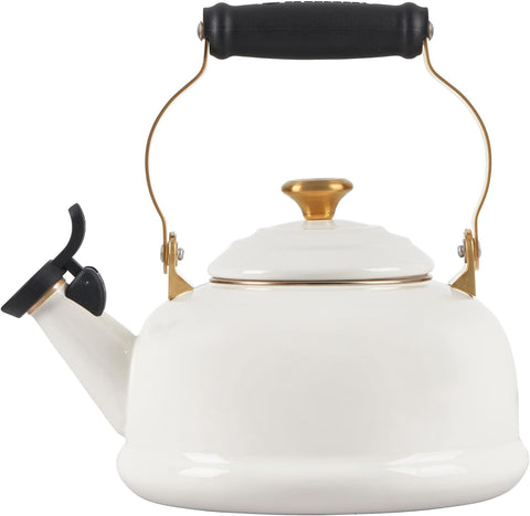 Le Creuset- Whistling Kettle White with Gold Knob