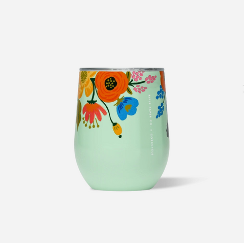 Corkcicle Rifle Paper Co. Stemless Tumbler- Lively Floral Mint
