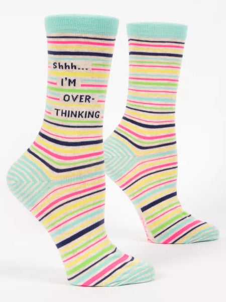 Blue Q - Women's Crew Socks - Shhh.... I'm Overthinking