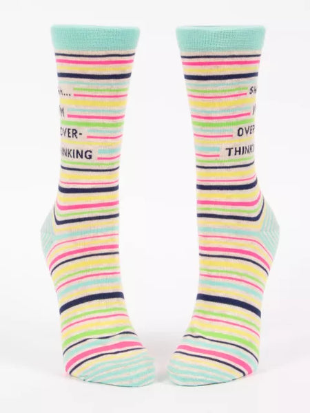 Blue Q - Women's Crew Socks - Shhh.... I'm Overthinking