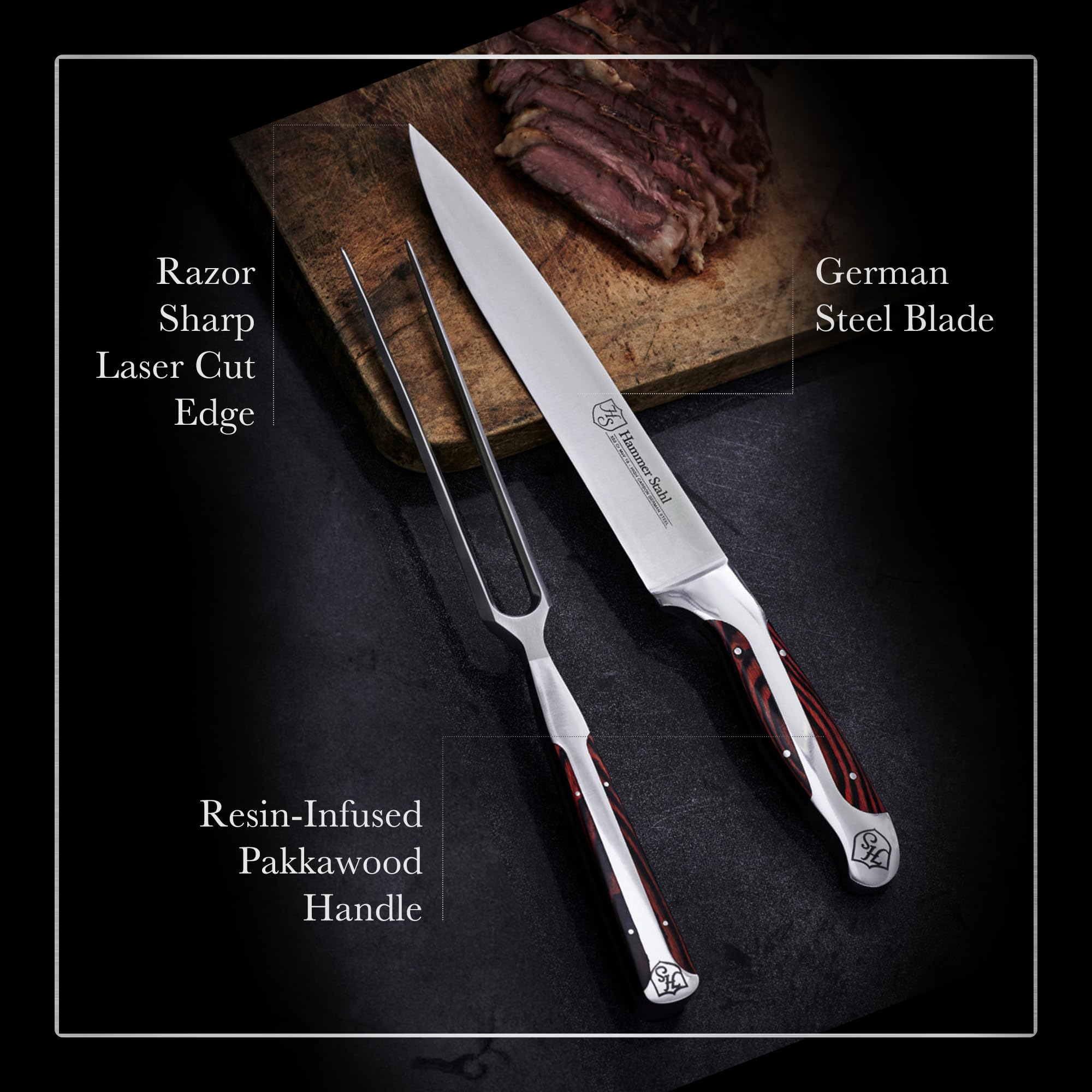 Pakka Wood German Steel Blade Knife Set