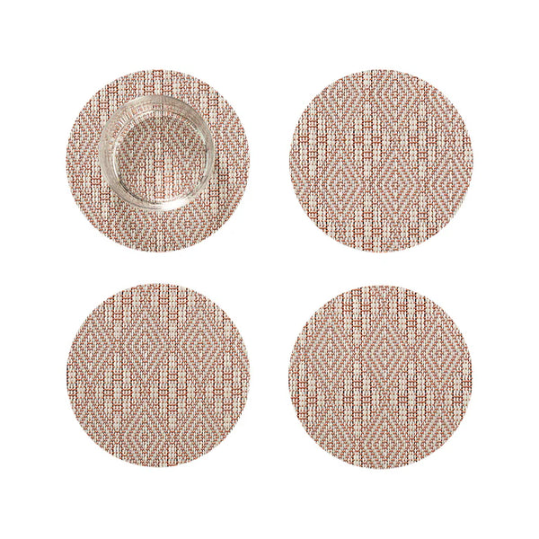 Chilewich - Boxwood Coaster Set of 4 - Burnt Coral