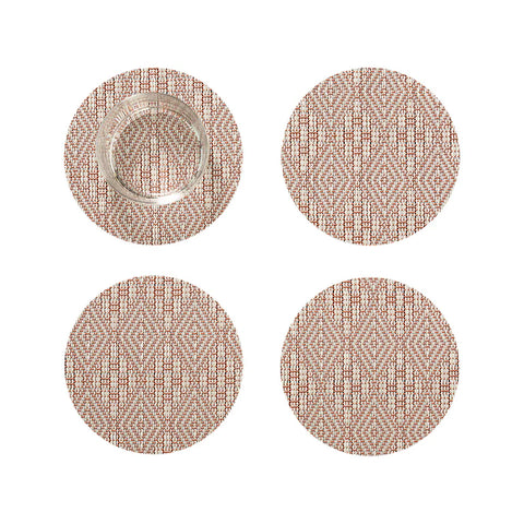 Chilewich - Boxwood Coaster Set of 4 - Burnt Coral