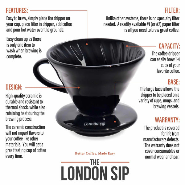 The London Sip - Ceramic Coffee Dripper - Black