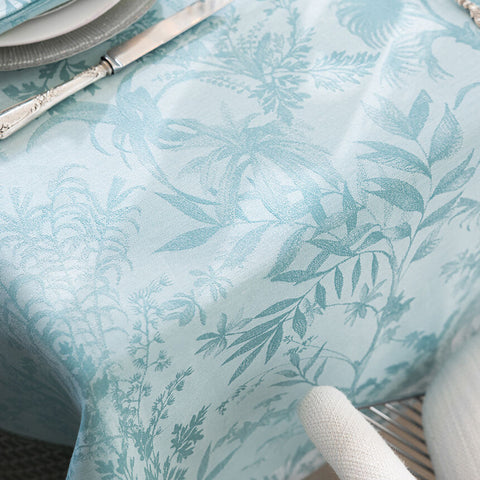 Le Jacquard Français - Cotton Tablecloth (69" x 126") - Jardin D'eden Blue