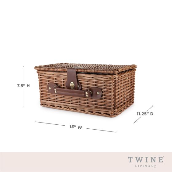True Brands Newport Wicker Picnic Basket