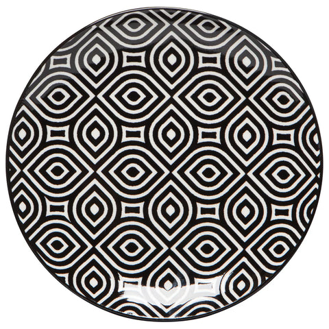 Now Designs 6" Stamped Plate- White and Black Geo