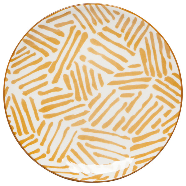 Now Designs 6" Stamped Plate- Ochre Lines