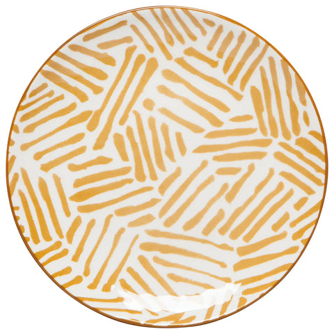 Now Designs 6" Stamped Plate- Ochre Lines