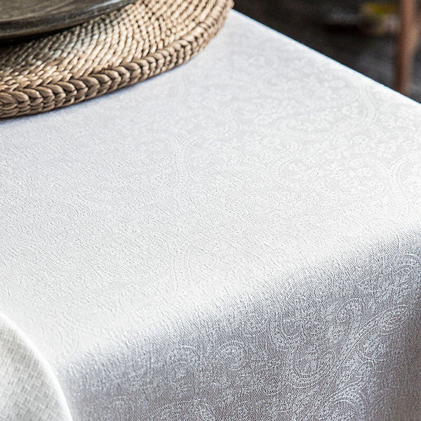 Le Jacquard Français- Port Fiori White Linen Tablecloth (69X126)