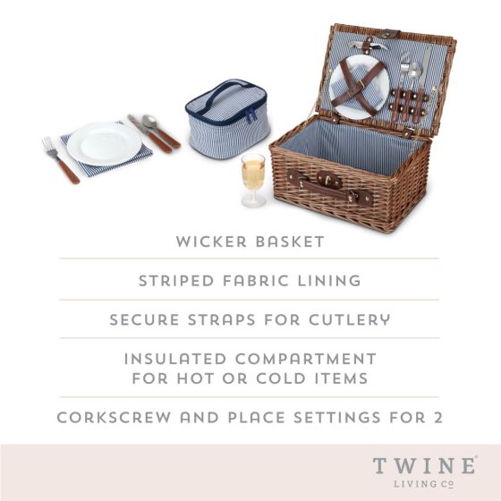 True Brands Newport Wicker Picnic Basket