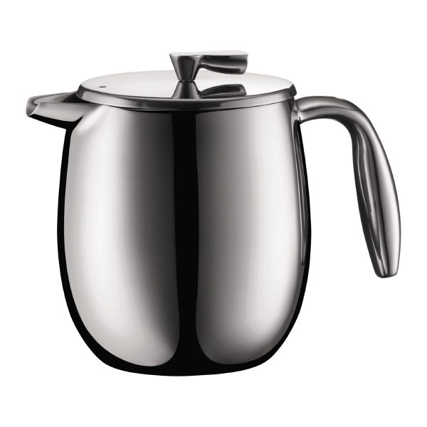 Bodum Columbia Double-Wall Stainless Steel French Press Coffee Maker, Silver, 17 oz