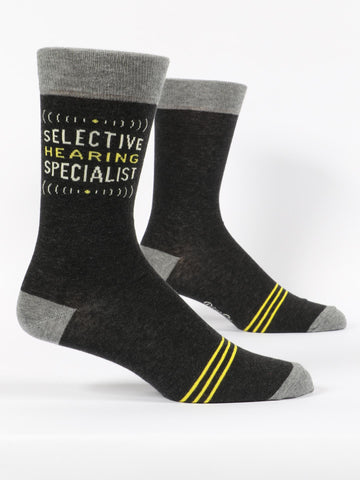 Blue Q - Men's Crew Socks - Selective Hearing Specialist