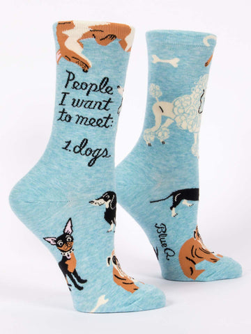 Blue Q Women's Crew Socks - People I Want to Meet: Dogs