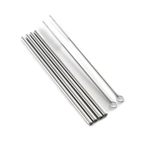 Norpro Stainless Steel 8.5" Straight Straws w/2 Cleaning Brushes