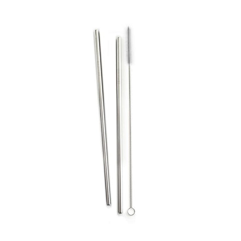Norpro 11" Stainless Steel Drinking Straws with Cleaning Brush - Set of 2