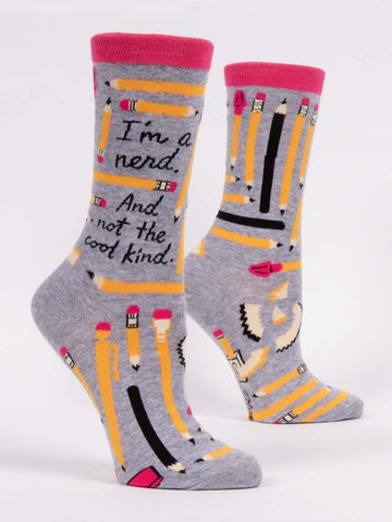 Blue Q Women's Crew Socks - I'm a Nerd and Not the Cool Kind