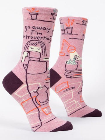 Blue Q - Women's Crew Socks - Go Away I'm Introverting