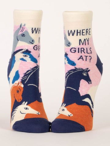 Blue Q Women's Ankle Socks- Where My Girls At