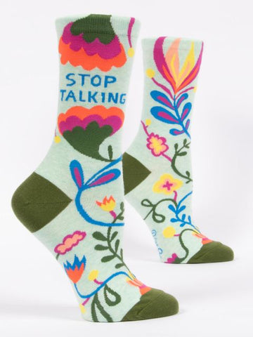 Blue Q Women's Crew Socks - Stop Talking