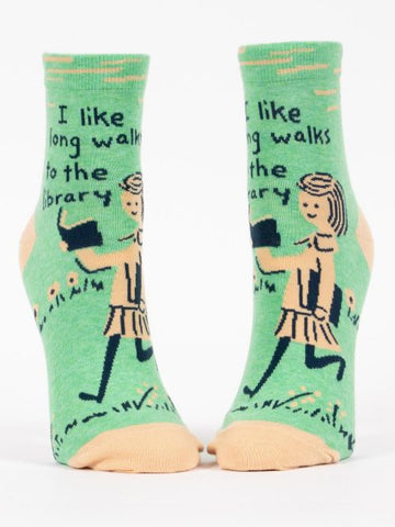 Blue Q Women's Ankle Socks- I Like Long Walks to the Library