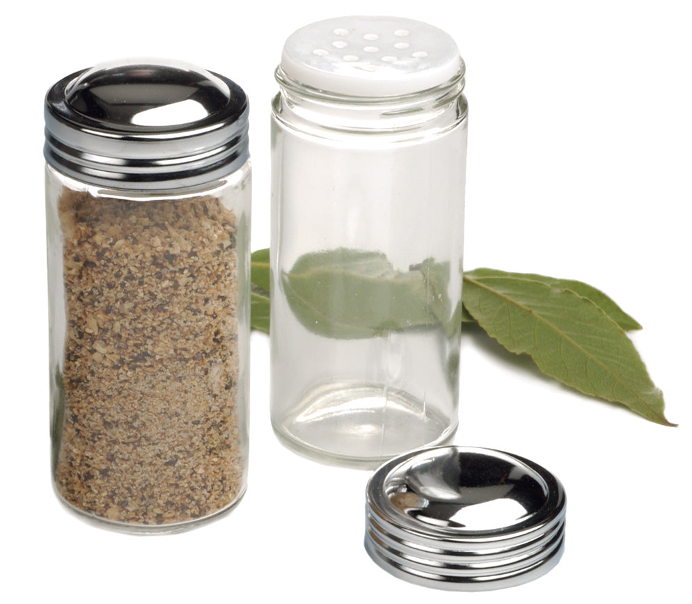 NEW SET 4 STAINLESS STEEL GLASS SPICES HERBS JARS SCREW LID KITCHEN  STORAGE.