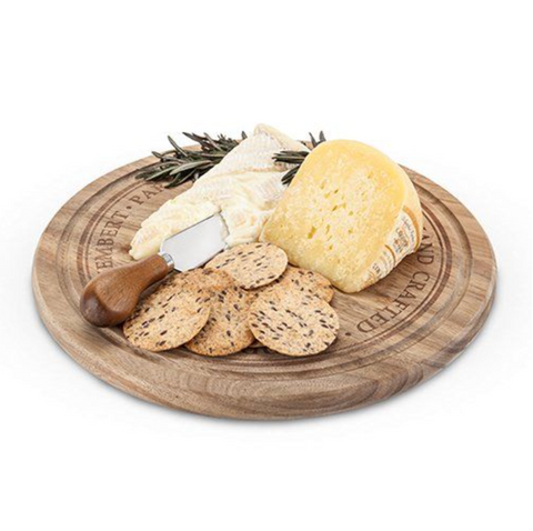 Twine Rustic Farmhouse Rounded Cheese Board & Knife Set