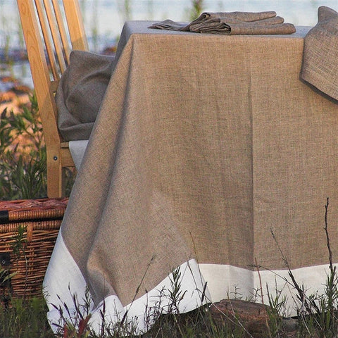 Linen Way Serenite Tablecloths - Natural and White