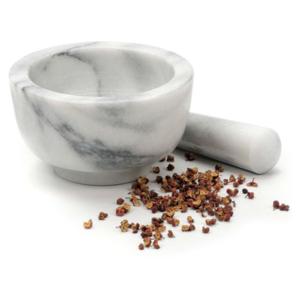 6 White Marble Mortar and Pestle Set