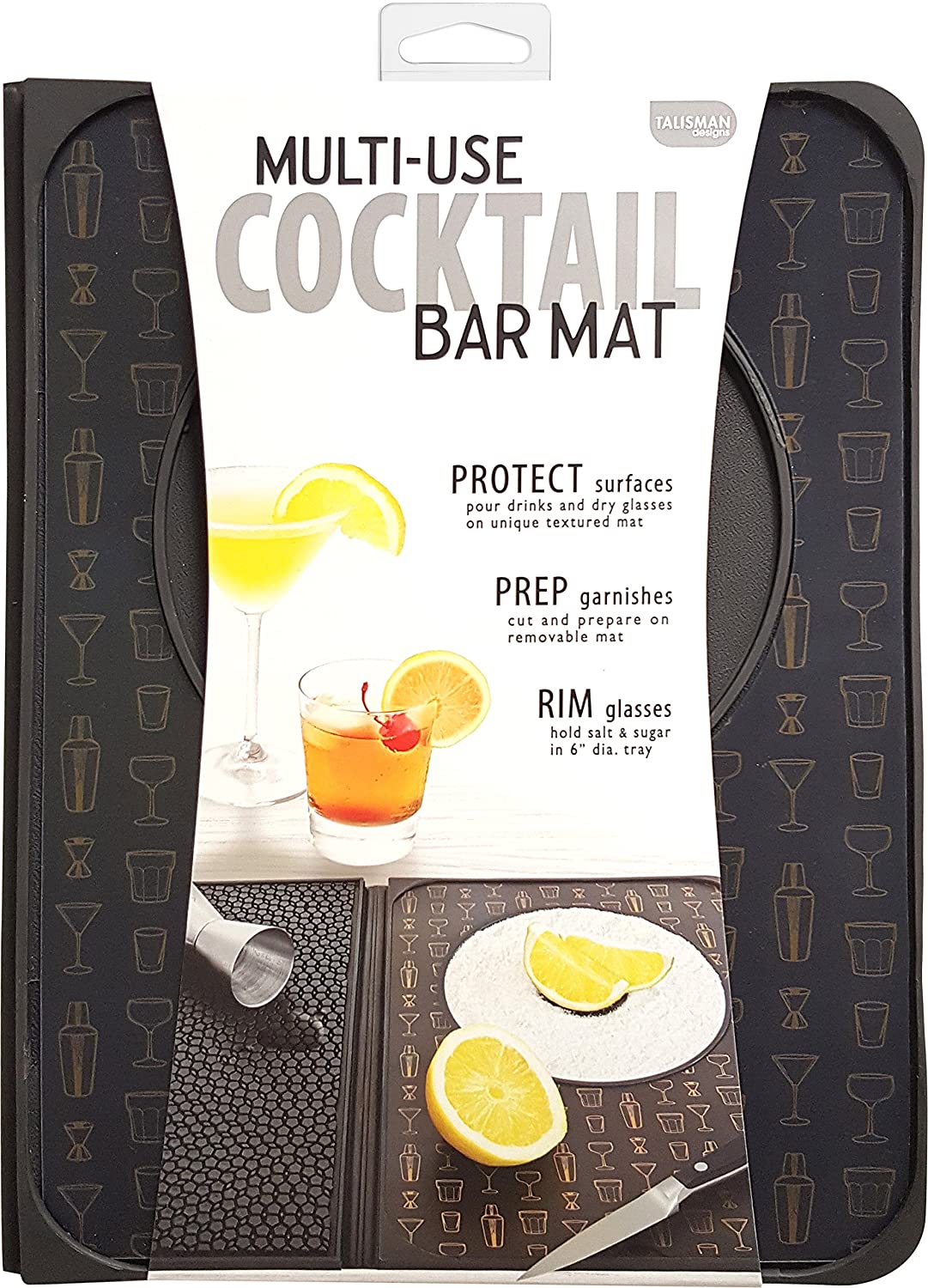 Talisman Designs 00538 Multi-Use Cocktail Bar Mat, Black