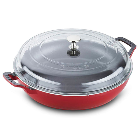 Staub 3.5 Qt Braiser with Glass Lid - Cherry