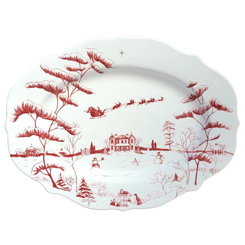 Juliska Country Estate Winter Frolic Ruby Serving Platter Christmas Eve - 15"