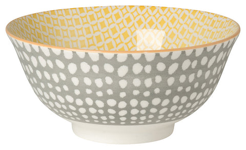 Now Designs 6" Stamped Bowl - Gray & Yellow