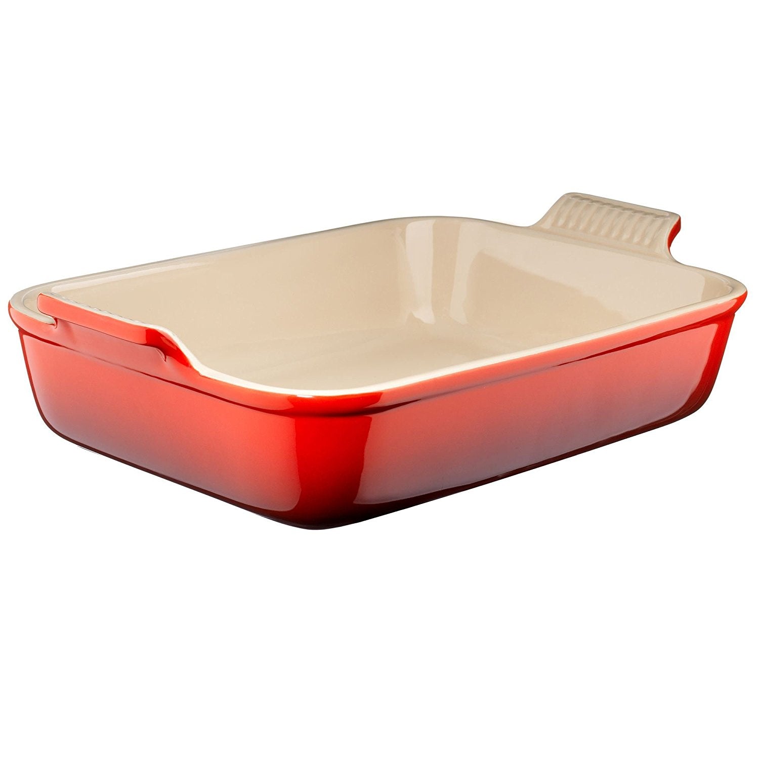 Le Creuset Covered Rectangular Cerise Red Ceramic Baking Dish with