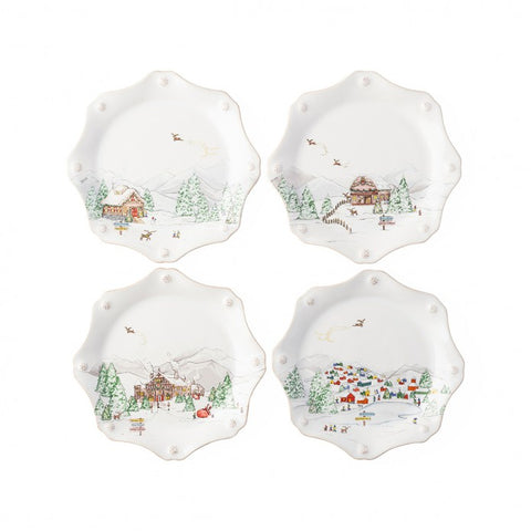 Juliska Berry & Thread North Pole Scallop Dessert Plates - Set of 4