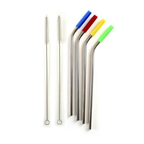 Norpro Stainless Straws with Silicone Tip - Set of 4